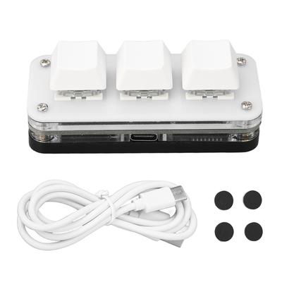 3 Tuşlu Mini Klavye USB Mekanik Oyun Programlanabilir Makro Klavye Mavi Tuşlu RGB Arkadan Aydınlatmalı