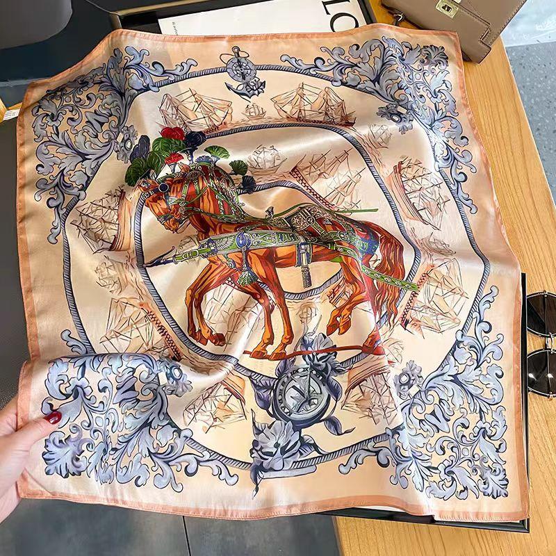 100% Mulberry Silk Plain Crepe Satin Square Scarf High-end Women's Spring, Summer and Autumn Temperament Simple Fashion Silk Scarf Scarf