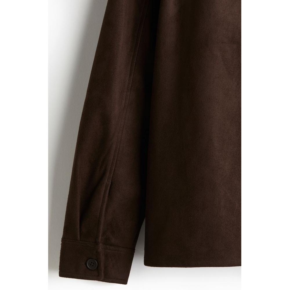 H M Textured oversHirt Regular Fit Brown