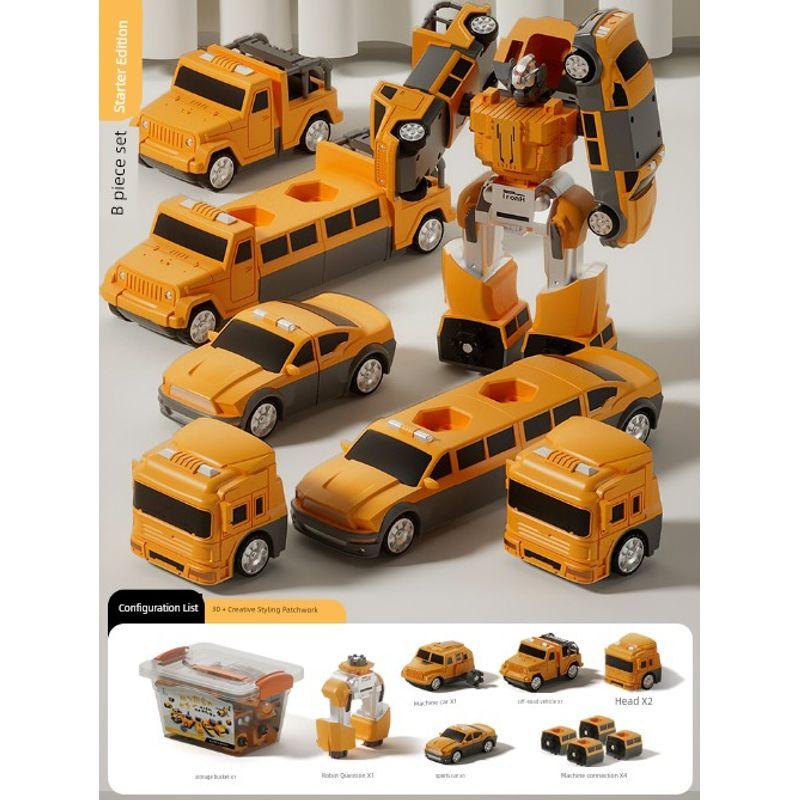 

German Kids Alloy Excavator Toy Boy Engineering Vehicle Suit Stirring Soil Pushing Hook Crane Car [Storage box-can fit] 13-piece set