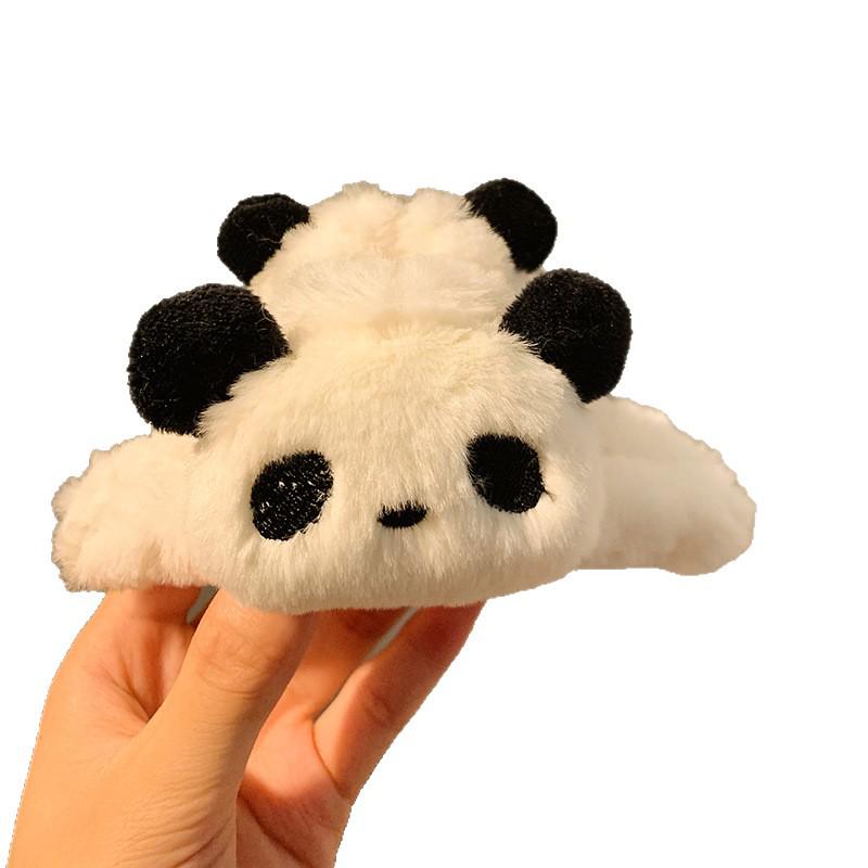 Cute Large Plush Panda Hair Clip for Women - Claw Clip Style for Autumn & Winter