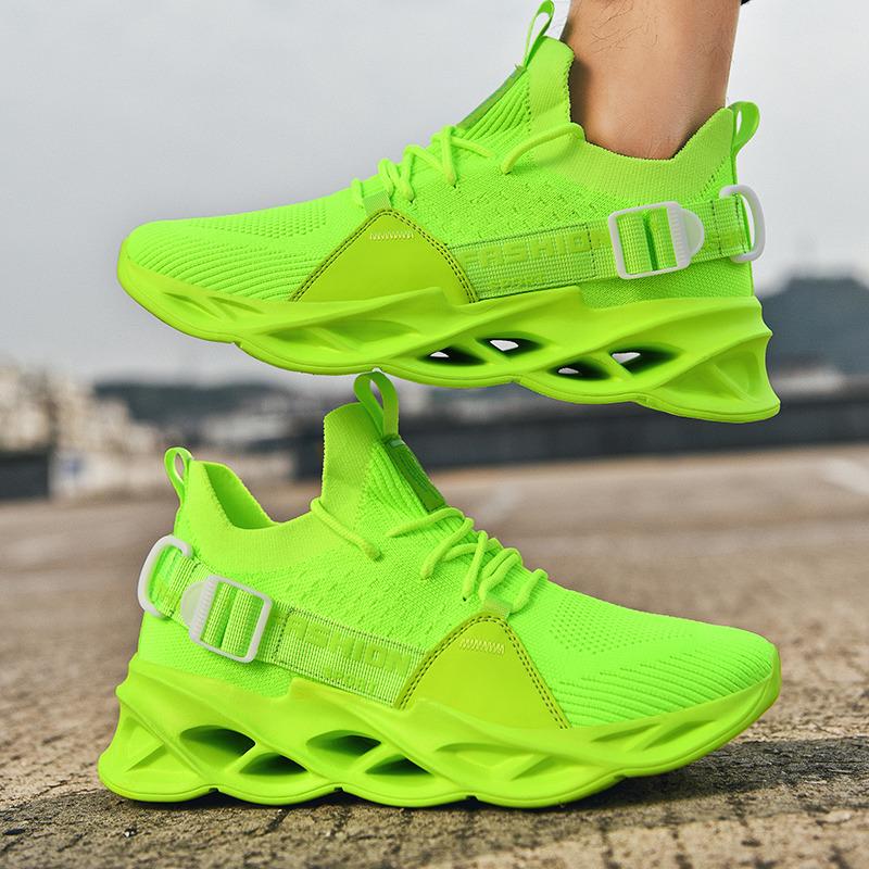 Hot Sale Mesh Fluorescent Green Running Sneakers for Men Cheap Light Men's Trainers Shoes Fashion Breathable Sport Shoes Male