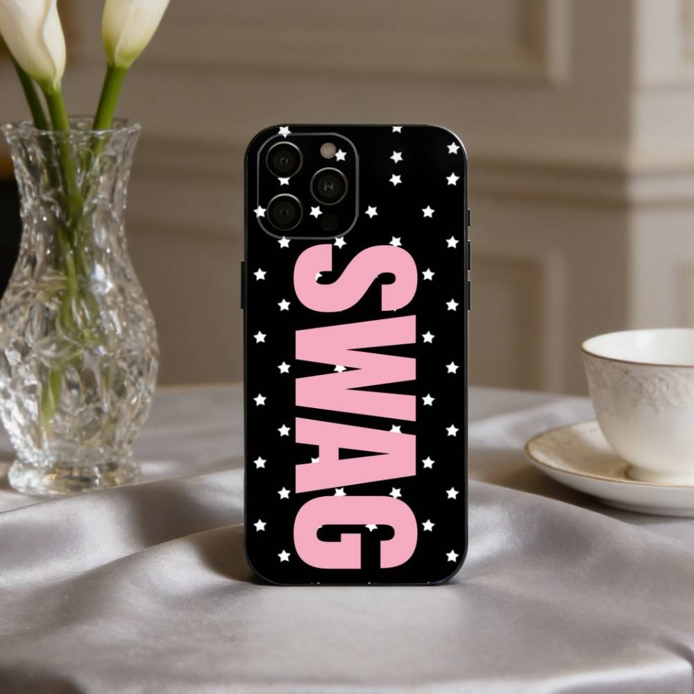 

C-Clmj L-Leopard P-Print SWAG Phone Case For iPhone 17,16,15,14,13,12,11 Plus,Pro Max,XS,Soft Silicone Black Cover iPhone14ProMax