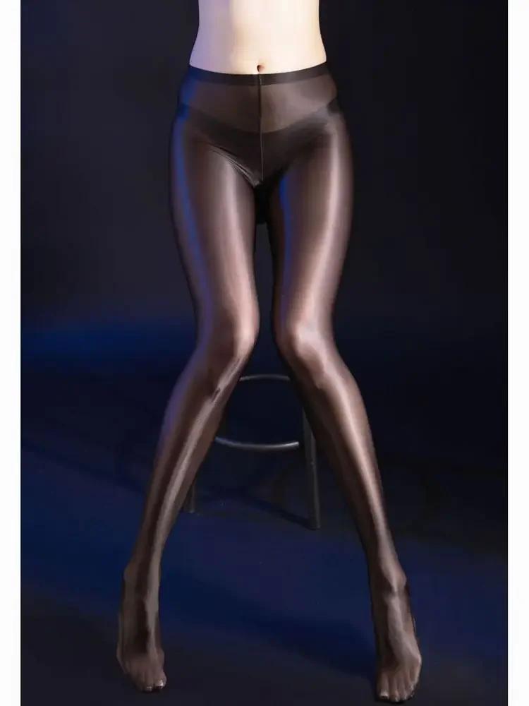 Sexy Glänzend Eng Offener Schritt Strumpfhose Strumpfhosen Heiß Transparente Leggings Strumpfhose Club Tanz Lingerie Damenmode Ootd