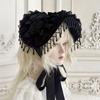 Gothic Lace Widows Cap Detailed Craftsmanship Themed Party Headpiece Costume Accessory for Fashion Photography