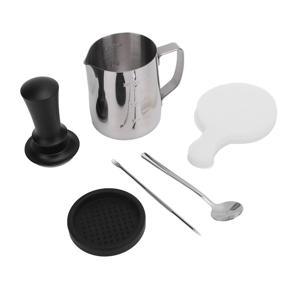 21PCS Kaffee Tamper Set Edelstahl Aufschäumen Krug Tamper Matte Kaffee Rührer Kaffee Schablonen