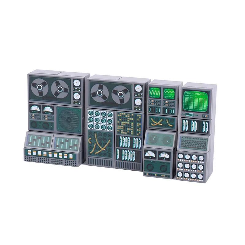 Accesorii Imprimate Oras Blocuri de Constructie Controller Calculator Monitor Tastatura Tablou de Bord Telefon Mobil Radio Mini Caramizi Jucarii pentru Copii