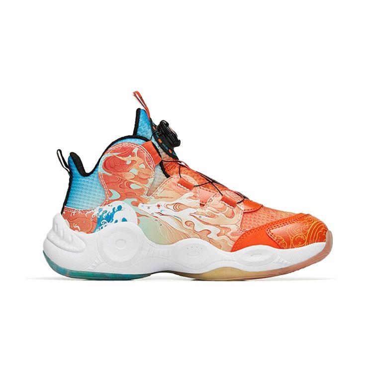 Anta Youth  Childrens Versatile Non-Slip Shock Absorbing Durable Mid-Top Basketball Shoes Kids basketball shoes Orange Black 312131120R-1