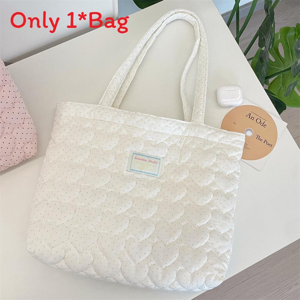 Minimalist Heart Pattern Canvas Tote With Soft Polyester For School And Work