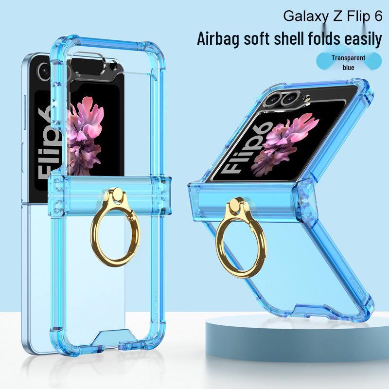 Samsung Z Flip6 Protective Case with Hinge Ring Holder, Full Coverage, Anti-fall. Suitable for Men & Women.