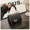 Elegant Women Quilted Top Handle Bags with Gold Chain Strap Ruched Handbag Fashion Lock Crossbody Bag Chic Mini Shoulder Purse