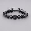 Koai Pixiu Carved Obsidian CZ Diamond Power Stone Bracelet for Good Luck and Adjustable Prayer Beads Evil, Length, Men's