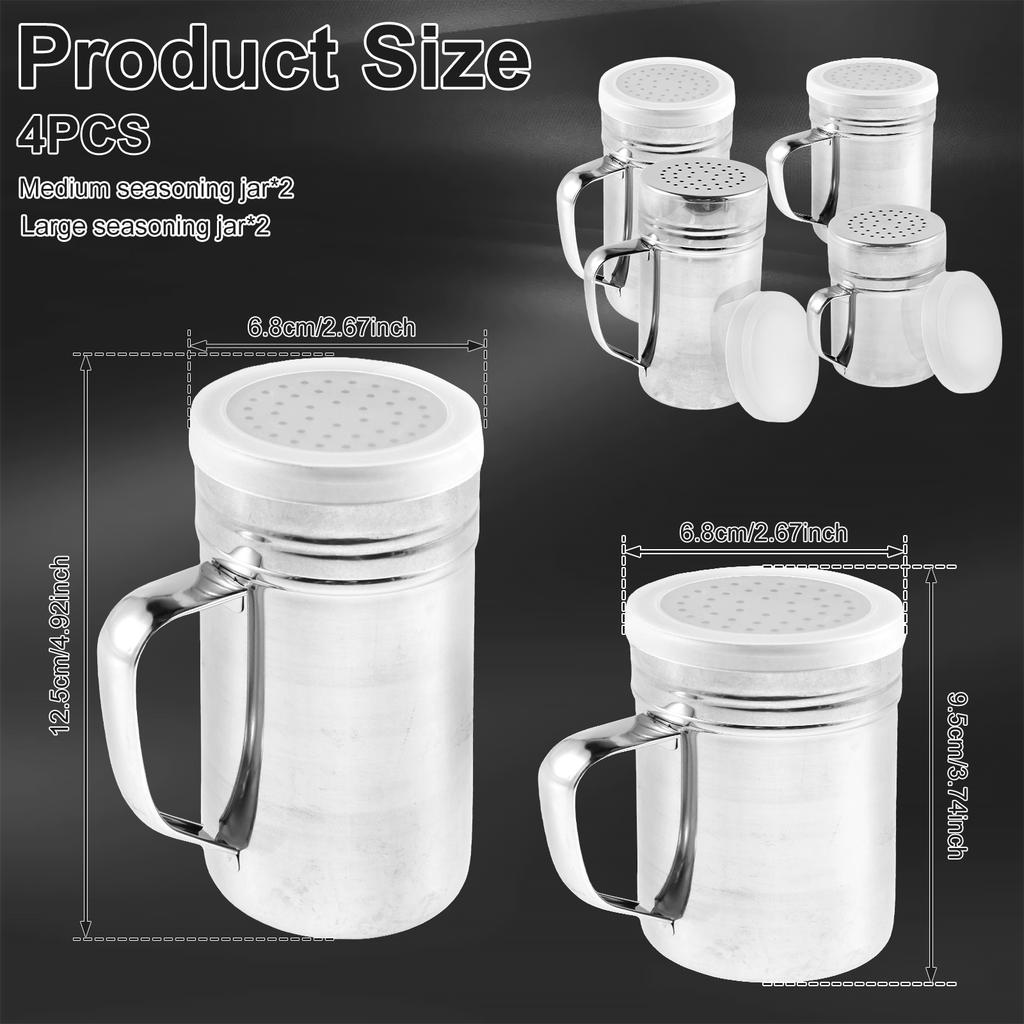 10/14oz Salt Shaker Stainless Steel Spice Dispenser Seasoning Spice Shaker Central Hole Spice Jar with Plastic Lid Kitchen Tools