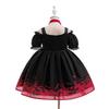 Black Mesh Print Halloween Princess Party Dress for Kids