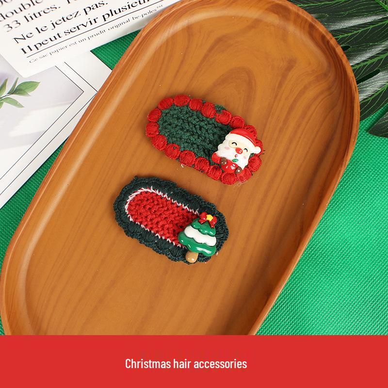 Handmade Knitted Christmas Hair Clips: Cute Santa Claus & Snowman Accessories for Adults and Kids