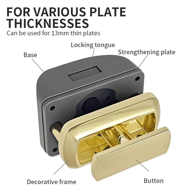 Push Lock Easy Install Keyless Drawer Lock Plastic & Metal Push Button Latches Simple Installation for Home Drawers
