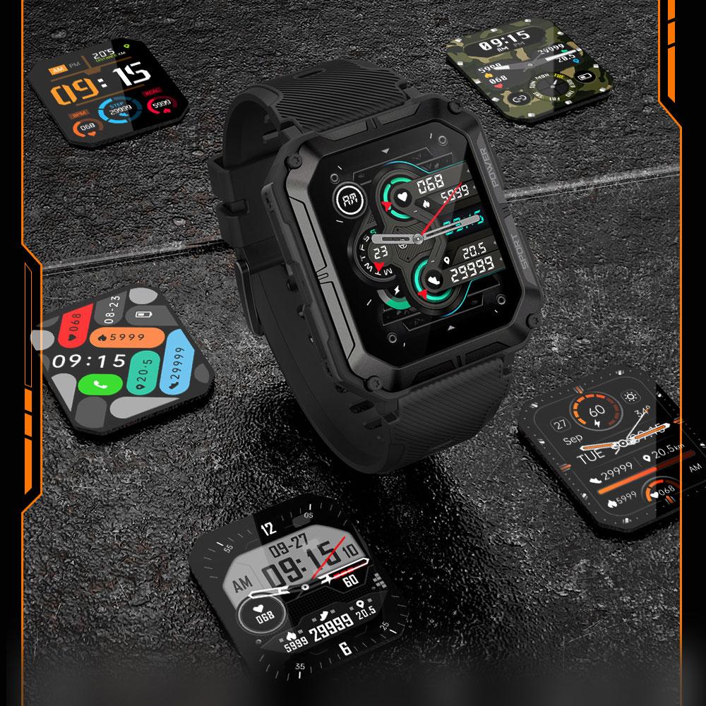 C20 PRO Smartwatch Mannen Bluetooth Bellen Buitensporten 1,83 inch Groot Scherm Spraakassistent Fitness C20Pro Smartwatch