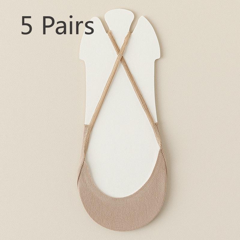 

5 пар женских летних тонких нескользящих носков-лодочек из чистого хлопка с подвязками 5 Pairs жёлтый