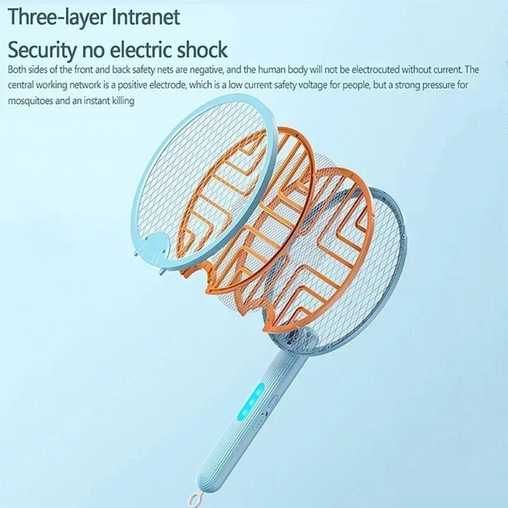 Foldable Electric Mosquito Killer 2 in 1 USB Rechargeable Mosquito Racket Insect Killer Safety Portable Fly Swatter Trap