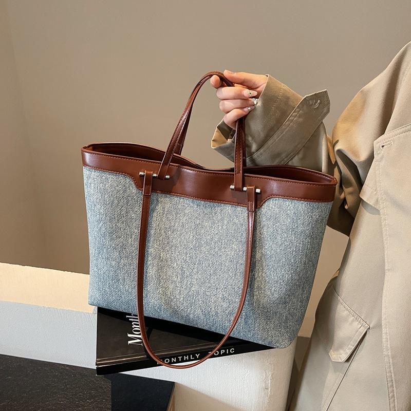 Denim bag women's large-capacity casual versatile shoulder bag class commuter tote bag