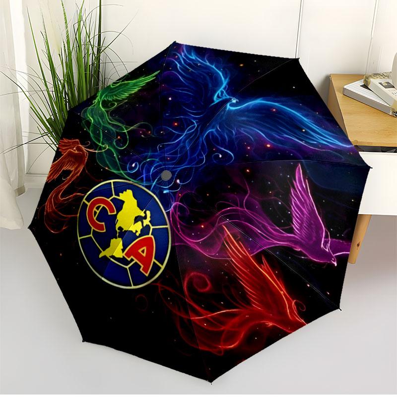 Club America Print Automatic Open Close Umbrella, Portable Foldable Umbrella, for Outdoor Commute Camping Trip, Ideal Birthday Gift