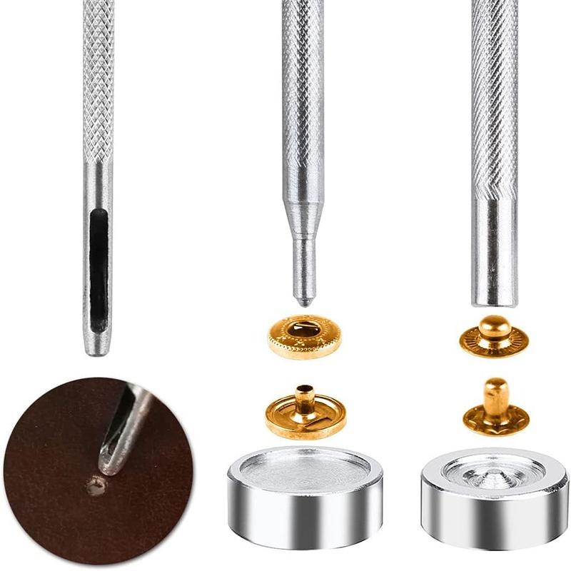 120Pcs Snap Fasteners Press Studs Set 12.5mm Metal Snap Buttons with 4 Install Tools No Sewing Snap Fastener Snaps Buttons Kit