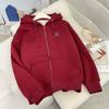 Autumn Winter Fashion Women's Coat Casual Hooded Zipper Lady Clothes Thick Plush Female Warm Jacket Solid Color Ladies Coats