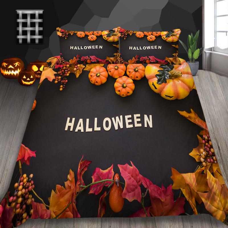 Halloween Home Bedding Set Pumpkin Lamp Duvet Cover Full Size Single/Double Bed 2/3 Piece Home Decoration