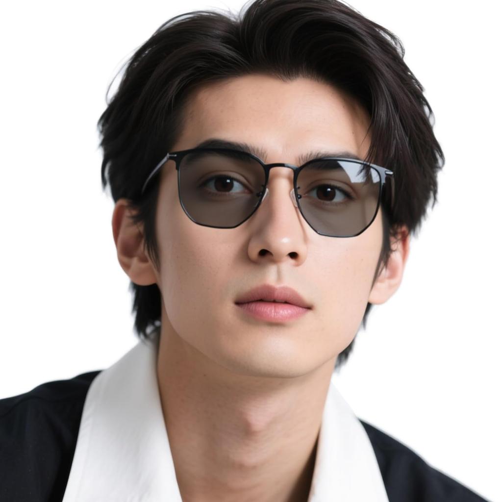 Metal Blue Light Blocking UV Large Polygonal Photochromic Suitable for Indoors PC Business Casual UV Protection Black Frame [OCCI CHIARI] Men's