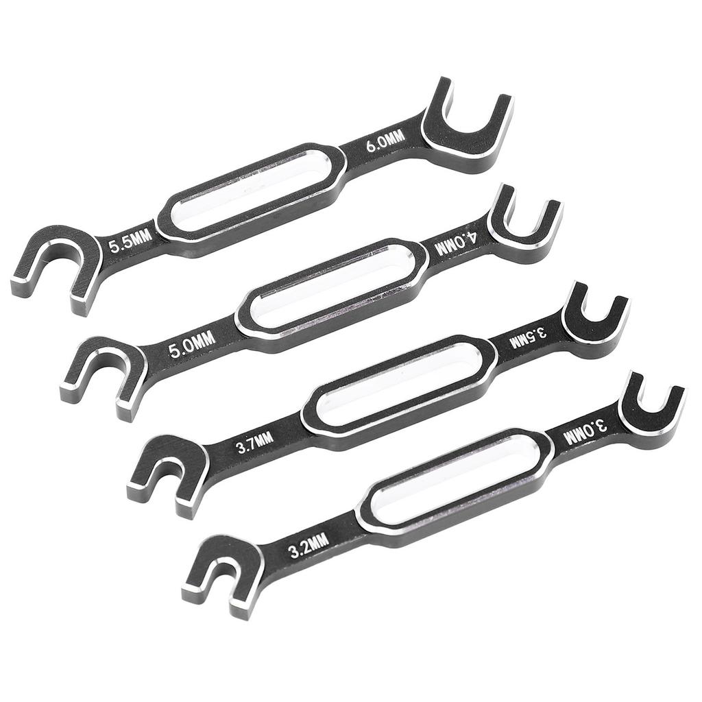 4PCS RC Car Wrenches Turnbuckle Nut Ball Joint Remover Aluminum Alloy RC Maintenance Spanner 3.0‑6.0mm Black