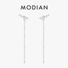 MODIAN 925 Silver Elegant Geometric Crystal Pearl Dangle Earrings Long Chain Drop Earrings For Women Fine Jewelry Gifts