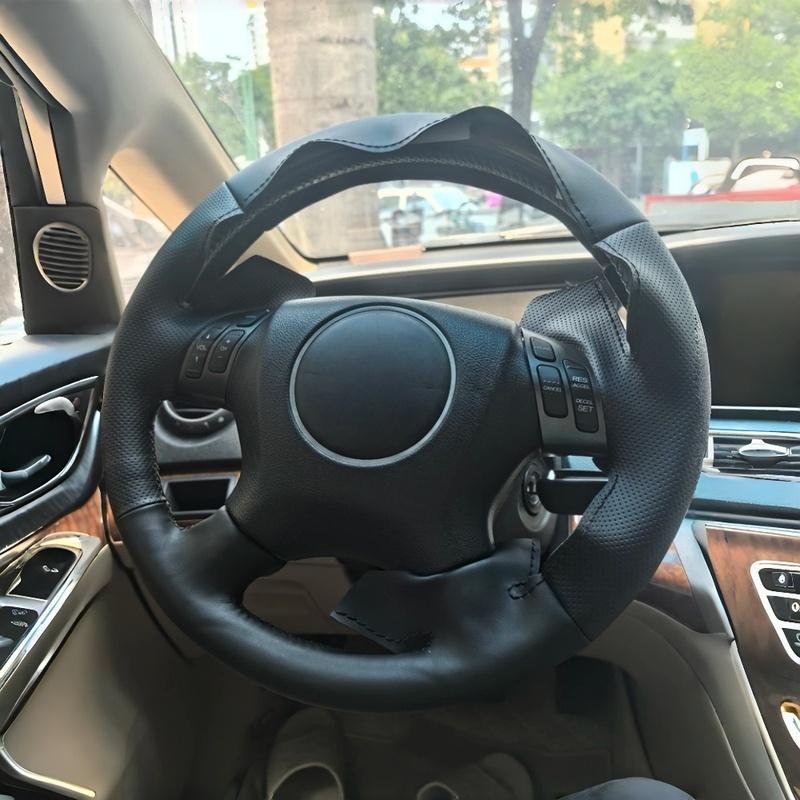 Hand-stitched Black Microfiber Leather 2003-2007 Odyssey 2005-2010 Steering Wheel Cover For Honda Accord 7 Car Accessories