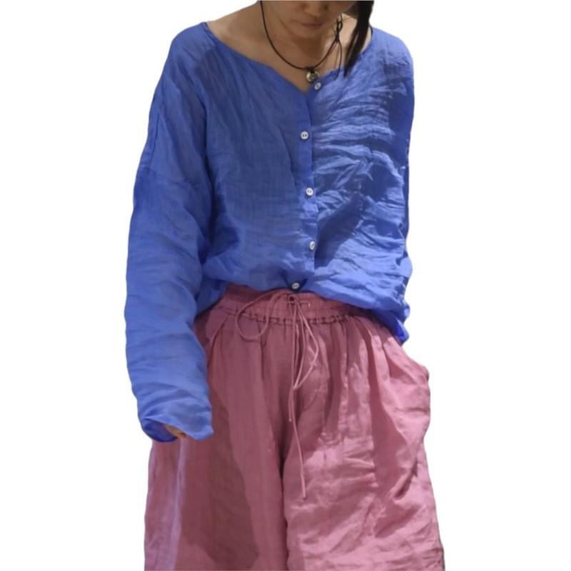 Johnature Женская зимняя рубашка с круглым вырезом и длинными рукавами, модная винтажная однобортная рубашка в китайском стиле