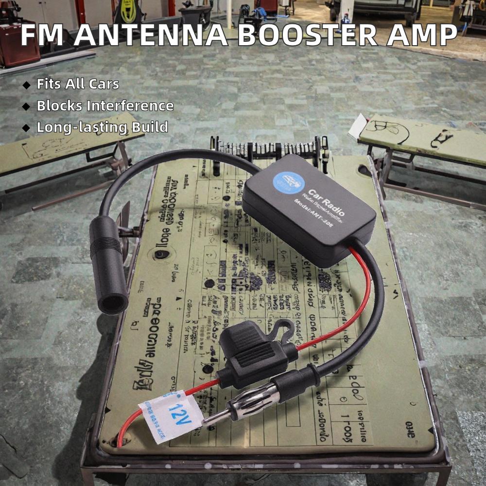 DaiSheng FW-DV12 Universal FM Booster Antenna Car Radio Signal Amplifier Anti-Interference Features 8CM Cable 75 Ohms Impedance