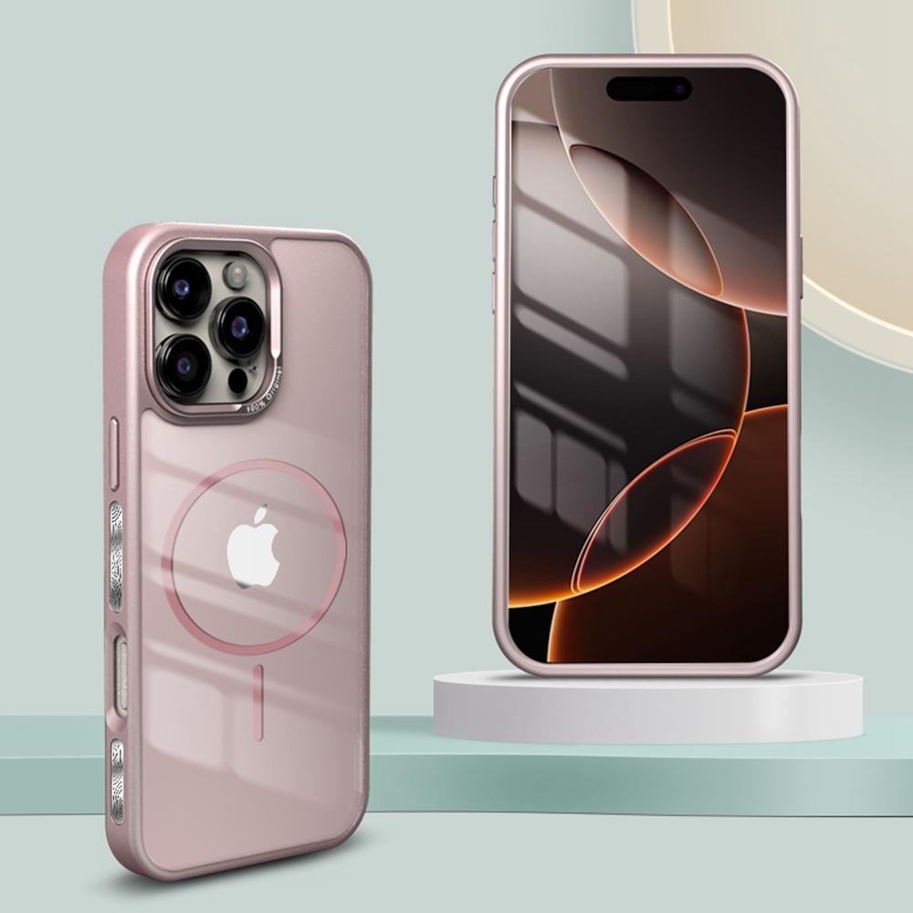 For iPhone 16 Pro Case Compatible with MagSafe Metal Lens Frame TPU + Acrylic Phone Back Cover