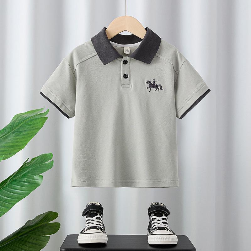 T-shirt Polo Tendance Style Coréen pour Garçons - Été 2025 Casual Manches Courtes