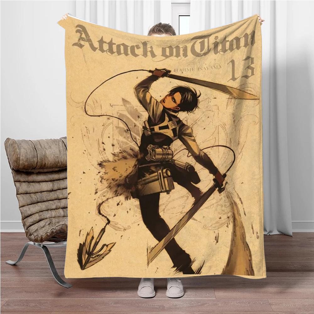 Vintage Japanese Anime Attack-on-Titan Flannel Blanket Soft Warm Throw Nap Blanket For Sofa Office Bed Office Camping Travelling