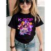 Kpop Cartoon Graphic Girls T-Shirt Casual Round-Neck T-Shirt Suitable for Girls Kids Gift Short Sleeve Tops Children's Clothing