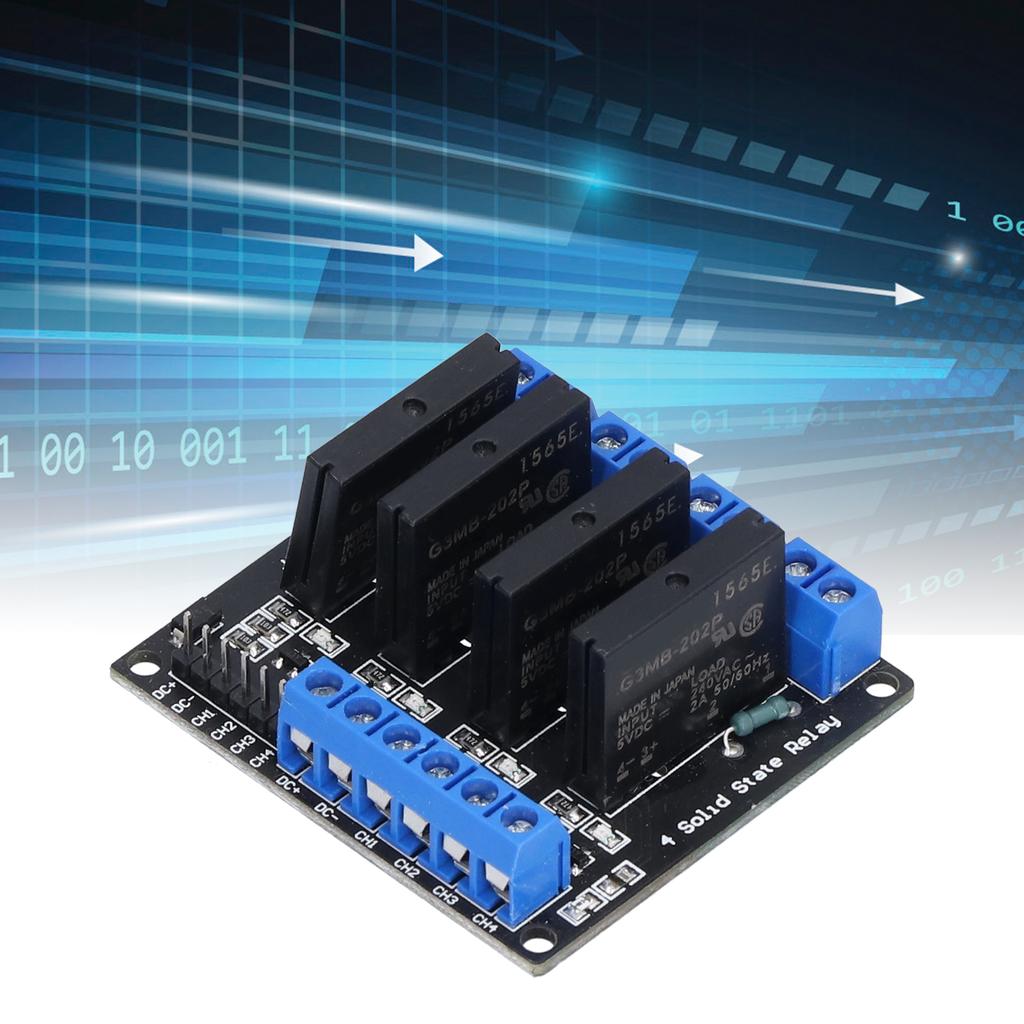 Relémodul 4-kanals halvlederrelemodul med sikring for DIY-elektronikentusiaster