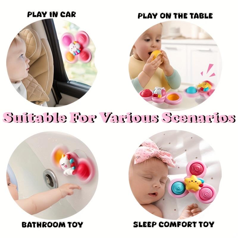 3pcs Suction Cup Spinner Toys for Youngsters 360° Rotating Sensory Toys with Unicorn, Star Cloud Shapes, Durable Plastic Window Wall Decor,