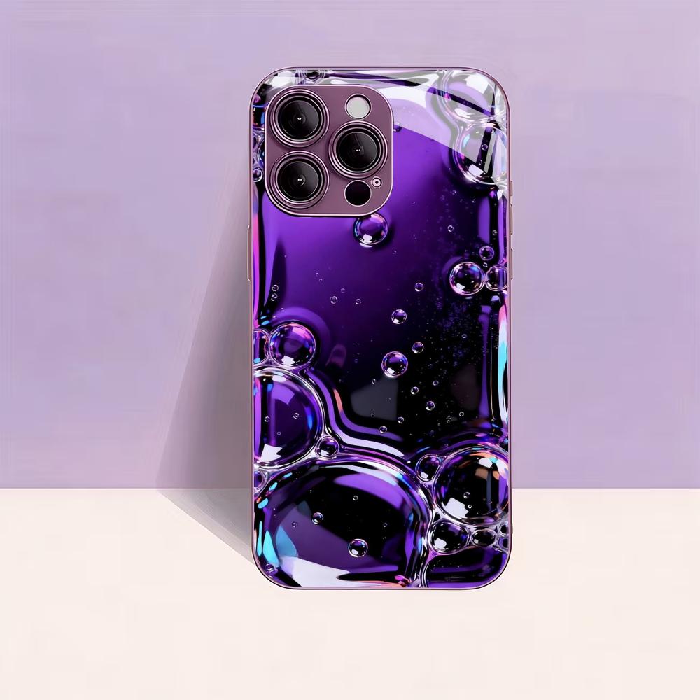 Modern Purple Liquid Art for Coque Iphone for Iphone 17 Case Fashion Case Fundas Glass for iPhone 17 16 15 14 13 12 Pm Pro Plus