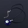 Blue Glass Lucky Pu Leather Chains Demon Eye Clavicle Chains Fashion Jewelry Blue Eyes Necklace