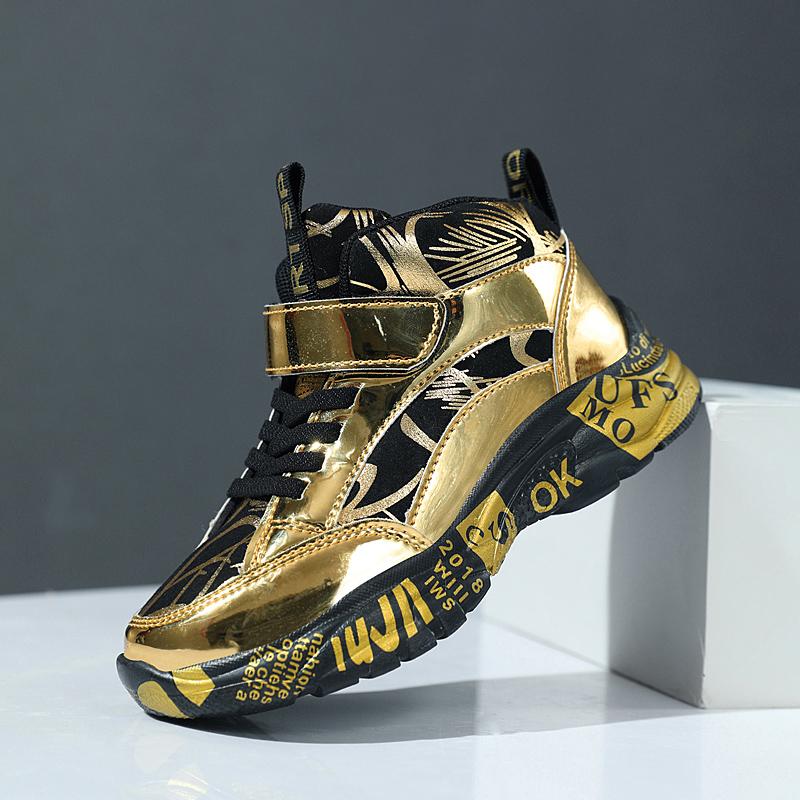 Kids Running Shoes Boys Non-slip Waterproof Casual Shoes Glossy Leather Sneakers Fashion Teenager Trekking Sport Shoes
