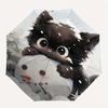 1pc Snowman & Cute Cat Pattern Automatic 3-Fold Umbrella, 8 Iron Frames, High-Value Folding Umbrella, Suitable for Office, Travel and Outdoor Adventur