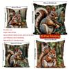 2D Cute Squirrels Holding Nuts Pillow Covers Pattern Cushion Cover Suitable For Sofa Bedroom Car Pillow Cover