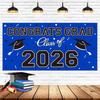Graduation Party Decorations 2026 Plastic Backdrop - 65" X 32.7" Congrats Grad Banner In Blue, Large Class of 2026 Decorations, Photography & Grad