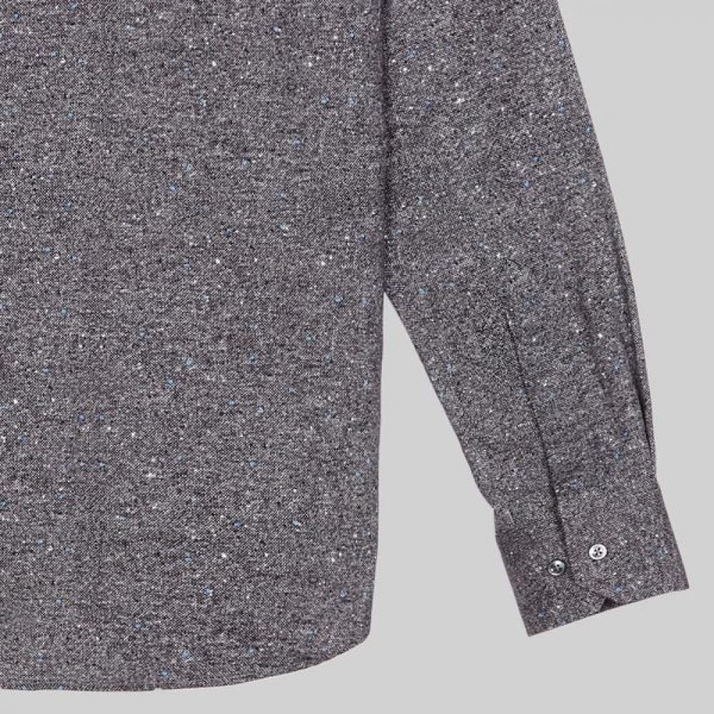 BOSS Regular Fit Wool Cotton Blend Shirt Medium Grey