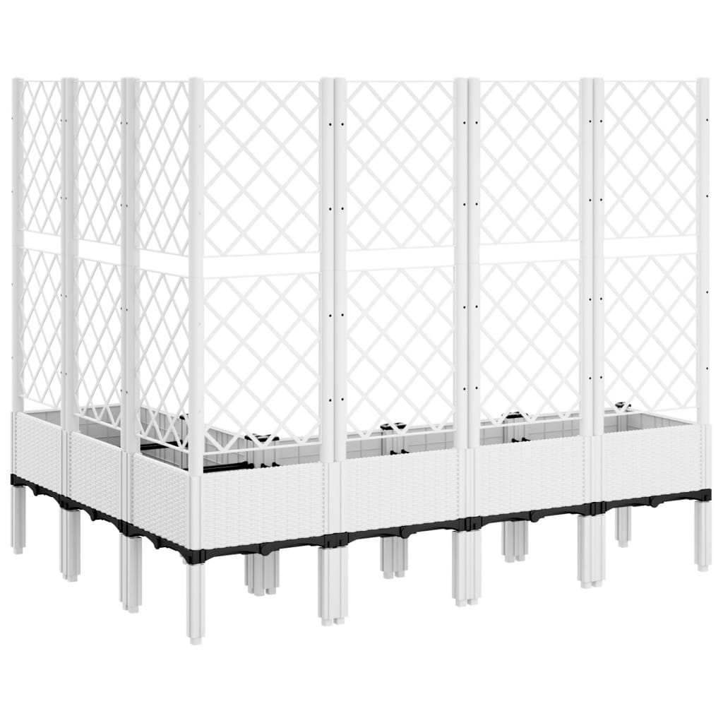 Vidaxl Garden Planter With Trellis, White, 160X120X142 Cm, Pp