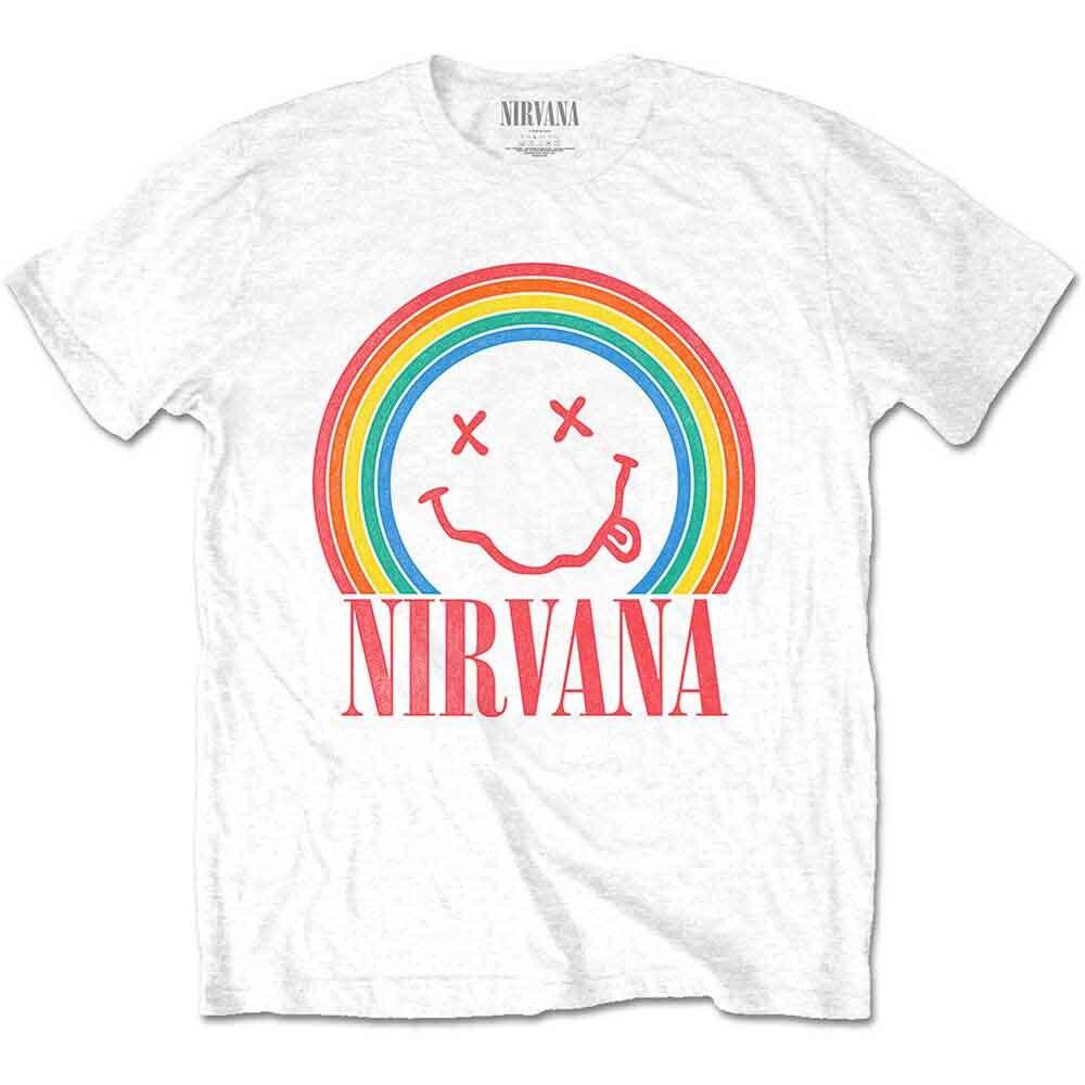 Nirvana Happy Face Rainbow T-Shirt White New Unisex T-Shirt XL