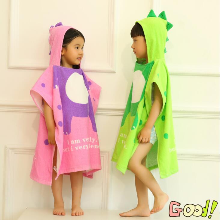 Children/'s Beach Towels Breathable Warm Child Cartoon Bathrobes Green